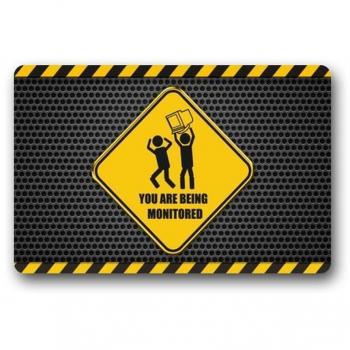 Doormat No.01 Funny Dangerous Zone You Are Being Monitored Home Door Mats Top Fabric&Rubber Personalized Durable