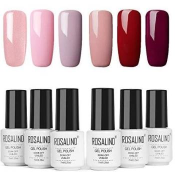 ROSALIND Esmalte de Uñas, Esmaltes Semipermenentes para Uñas, 6pcs Kit de Uñas de Gel, Soak off Pintauñas de Colores para Manicura 7ml