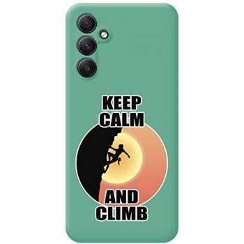 Funda de Silicona Líquida Verde para Samsung Galaxy A14 4G/5G - Diseño Mujer Escalada