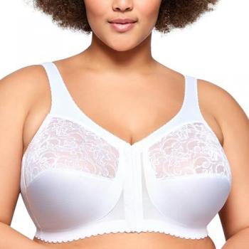 Glamorise MagicLift Front-Closure Support Bra - White Wireless Bra for Women 44-H