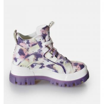 Buffalo Women's Mid Ankle Boots Aspha NC in Organic Cotton Purple Tie Dye