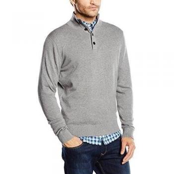 Tommy Hilfiger PIMA CTN CASHMERE BTN-MK CF-Jersey Hombre,  
 Gris