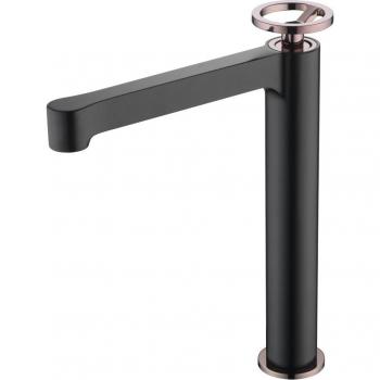 Grifo monomando alto para lavabo Olimpo Imex BDC033-3NOR negro oro rosa