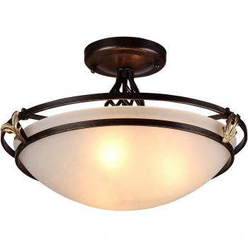 Maytoni Combinare Plafón Flush Bowl Rústico de Vidrio, Bronce Antiguo, 3 Luces, E27