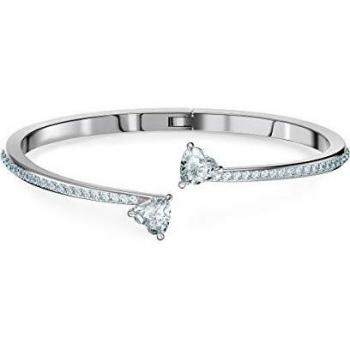 Attract Soul Heart Bangle, White, Rhodium Plated