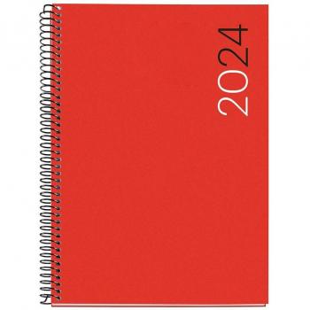 Agenda Miquelrius 2024 Basic City Espiral Plus Tapa PP Día Página 155 x 213 mm Rojo
