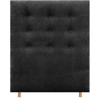 Cabecero Capitoné hasta el Suelo ACUALINE Tapizado en Tela y Polipiel Negro para Cama Individual y Matrimonio (110cm)