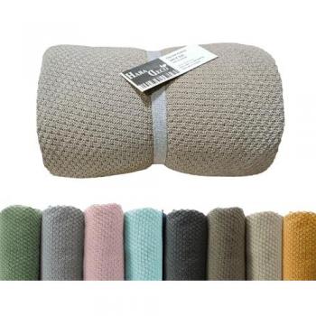 Manta Plaid 100% Algodón Suave Hipoalergénica y Anti-Pilling, Colcha Multiuso para Sofá Cama Cuna, Fabricada en España (Arena 220x260cm)