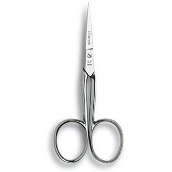 3 Claveles - Tijera de bordar curva de 10 cm - 4, en acero carbono, tijera profesional para labores de bordado e hilo, niquelada
