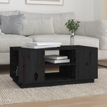 Mesa de centro negra 90x49x40,5 cm de madera maciza de pino