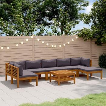 8 Piece Solid Acacia Wood Garden Lounge Set with Cushions