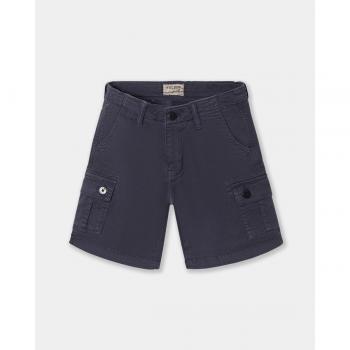 Silbon - Bermuda de niño lisa con bolsillos cargo color azul marino