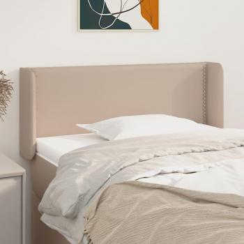 Cabecero de Cama Tapizado en Cuero Sintético Color Capuchino 83x16x78/88 cm con Diseño de Orejas
