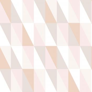 Papel pintado geométrico triángulos rosa, naranja y beige - 0,53 x 10,05 m - Estahome