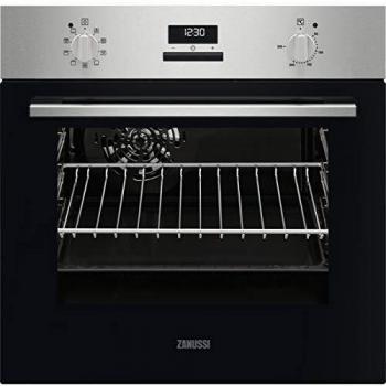 Zanussi ZOHIE2X1 Horno Multifunción, 7 funciones, Reloj programador electrónico, Mandos Fijos, Display LED, Antihuellas, Inox, Clase A, 57 Litros