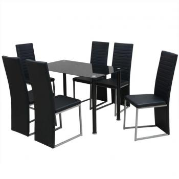 vidaXL Conjunto de comedor de siete piezas negro