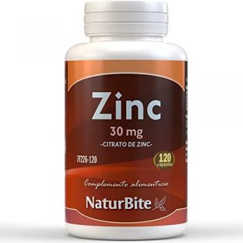 Suplemento Naturbite Zinc Citrato 30Mg 120Cap - Salud de la Mujer, 30mg por cápsula, 120 cápsulas, esencial para sistema inmunológico y metabolismo