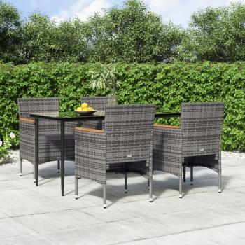 5-Piece Grey and Black Garden Dining Set with Cushions