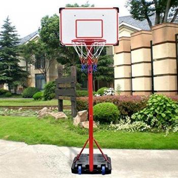 Outdoortips – totalmente ajustable pie baloncesto tablero trasero soporte & Hoop Set con ruedas