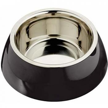 Jolie Ciotola Grande de Acero Inoxidable para Perros y Gatos con Soporte de Plástico - Ø 23.3 x h 7.5 cm - 1.2 l