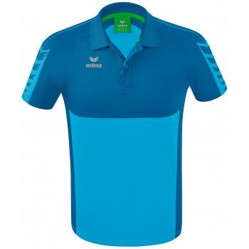 Erima Polo De Manga Corta Six Wings, Camisa Polo para Hombre, Color Curacao, Talla 3XL
