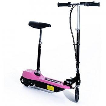 HOMCOM Patinete Eléctrico Plegable para Niño E-Scooter Batería 120W Manillar Asiento Ajustable Freno Pie de Apoyo para Adolescentes Rosa