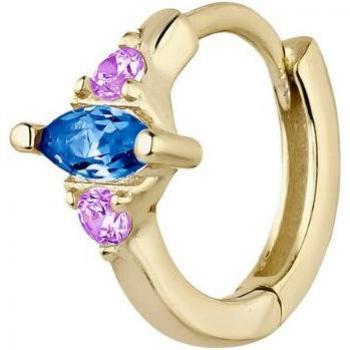 Piercing aro Earcandy Leena de Plata bañada en oro 18k con circonita azul zafiro y rodolita