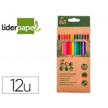 Lápices de Colores Liderpapel EcoUse, Caja de 12 Unidades, Colores Surtidos con Certificado FSC