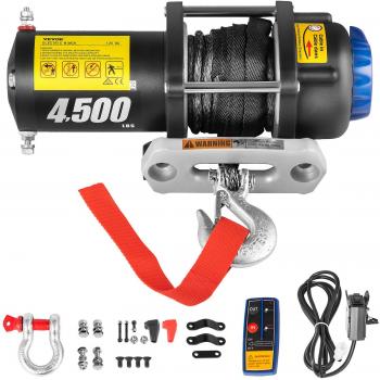 Cabrestante Eléctrico VEVOR 4500 lb (2041 kg) con Cuerda Sintética, Control Inalámbrico, para 4X4 y ATV