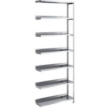 Estantería de Tornillo para Oficina, Altura 2200 mm, Ancho 750 mm, Profundidad 300 mm, Acabado Zincado, 7 Estantes con Capacidad de Carga de 60 kg