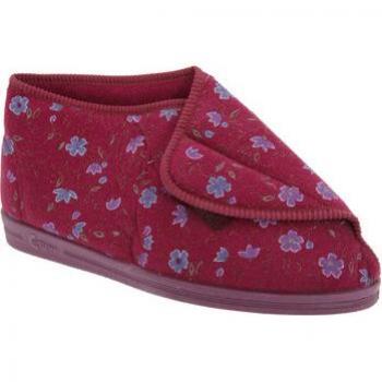 Comfylux Women's Andrea Floral Bootee Slippers - Comfortable bootee slippers, floral design, soft lining, indoor/outdoor sole, cushioned footbed, available in multiple sizes