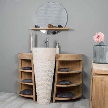 Mueble de baño Wanda Collection de teca 120 cm con lavabo crema
