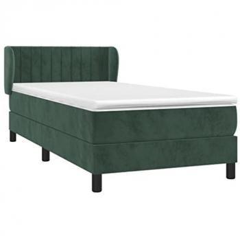 Cama Box Spring con Colchón de Terciopelo Verde Oscuro 100x200 cm