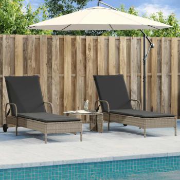 Tumbonas con cojines 2 unidades ratán sintético negro, marrón y gris para exterior, ideales para jardín, playa, piscina y terraza