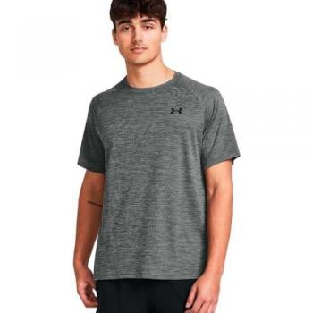 Camiseta de Manga Corta Under Armour Tech Textured para Hombre, Color Gris, Talla L