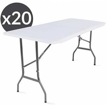 Lote de 20 mesas plegables de 180 x 70 x 74 cm - Juego Profesional de Eventos