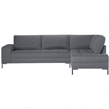 Guy Laroche Home - Sofá esquinero recto fijo Harmony Big, gris claro, tacto aterciopelado