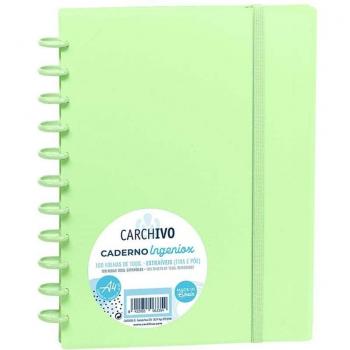 Cuaderno Carchivo Ingeniox A4 100 Hojas Cuadrícula 5x5 Verde Pastel Tapa de Polipropileno
