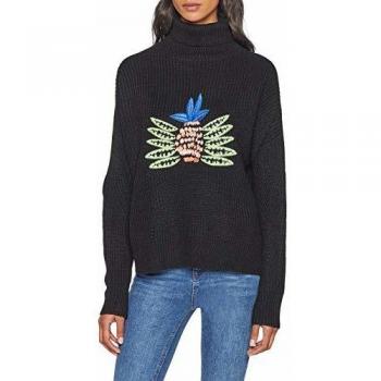 Pepaloves Pineapple EMB.Sweater Black Jersey, Mujer, Negro
