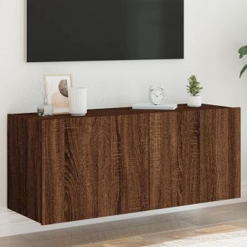 Mueble de TV de pared con luces LED marrón roble 100x35x41 cm vidaXL