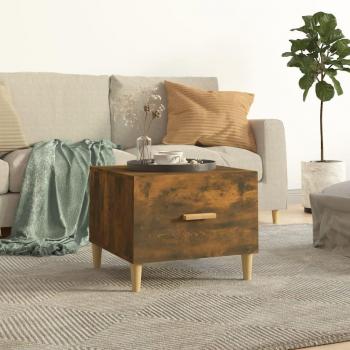 Mesa de centro roble ahumado 50x50x40 cm madera multicapa