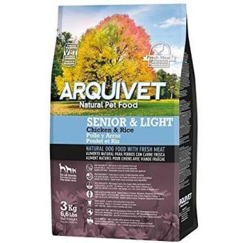 ARQUIVET Pienso Premium Senior & Light Pollo y arroz 3 kg - Pienso Natural para Perros Mayores o con sobrepeso - A Partir de 7 años de Edad - Alimento seco para Perros