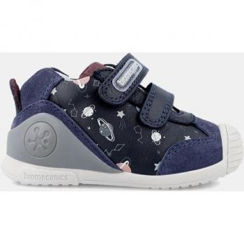 Biomecanics - Zapatillas de bebé niño tipo running bajas en piel con doble cierre adherente.