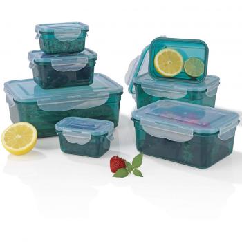 GOURMETmaxx Set de 7 contenedores de Alimentos sin BPA, Incluyendo la Tapa | Cierre cuádruple y Sello de Silicona, conservación del Aroma de la Comida