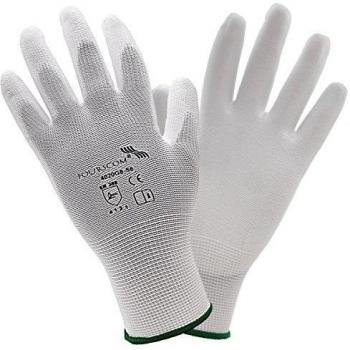 12 Pares FOURSCOM Guantes de trabajo EN388 clase 4131, Nylon / PU, talla 10-XL, blanco