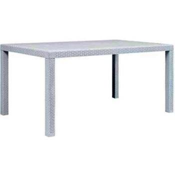 vidaXL Garden Table White 150x90x72 cm Plastic Rattan Look