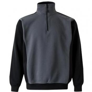Sudadera de Trabajo Bicolor con Media Cremallera 3XL 65% Poliéster y 35% Algodón Gris y Negro