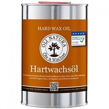 OLI-NATURA Aceite de cera dura - para suelos de madera, parqué, muebles, escaleras, puertas y encimeras, 1 L, Color: natural