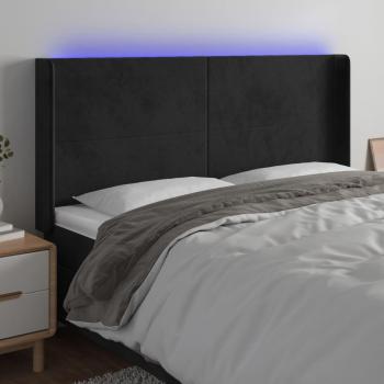 Cabecero de Cama con LED en Terciopelo Negro 183x16x118/128 cm