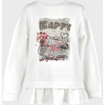 Sudadera de niña blanca con dibujo de bicicleta